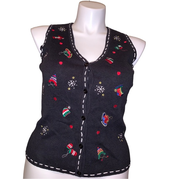 Pappagallo Christmas Theme Holiday Vest, Size Small - Picture 13 of 16